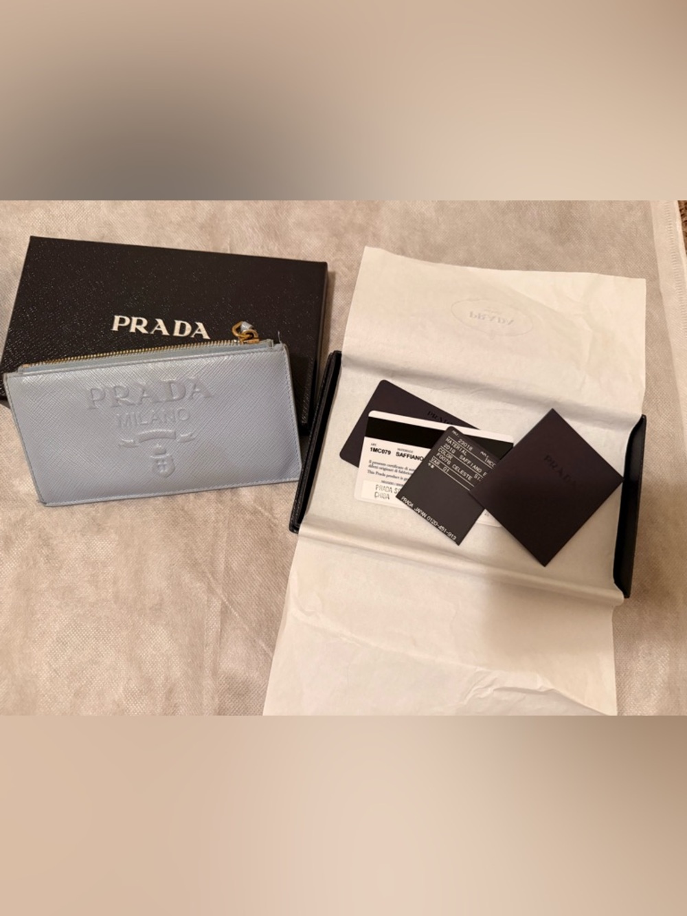 Prada Saffiano Embossed Logo Case Card Holder
